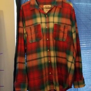 Mossimo orange and teal flannel shirt